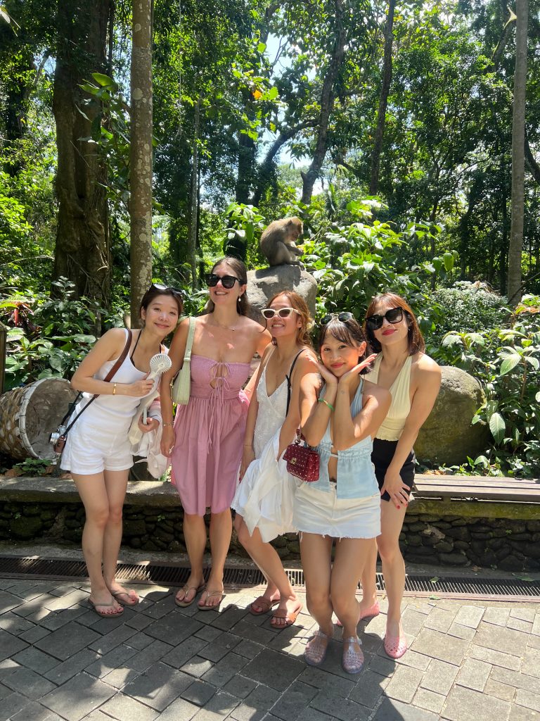 Ubud Monkey Forest, monkeys near temple statues surrounded by jungle | THE DAILY HAPPINESS