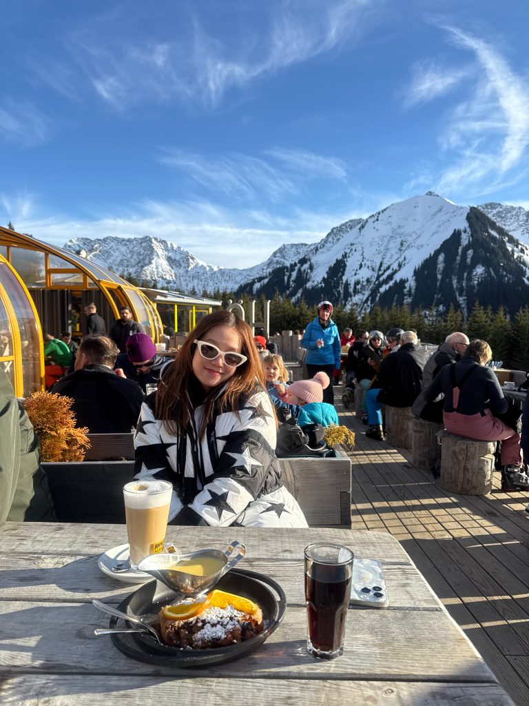 Enjoying a winter day in the snowy Alps with warm comfort food, a beautiful way to practice winter outdoors | THE DAILY HAPPINESS