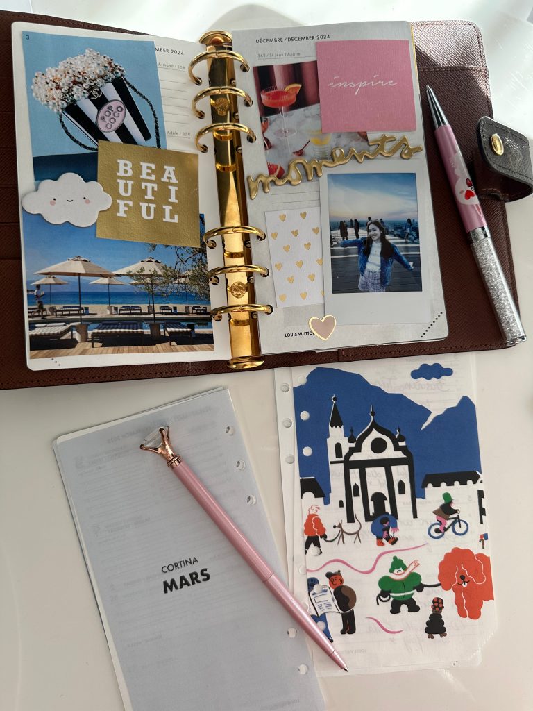 Vision journal and planner spread, reflecting reflection, gratitude, and starting with intention.